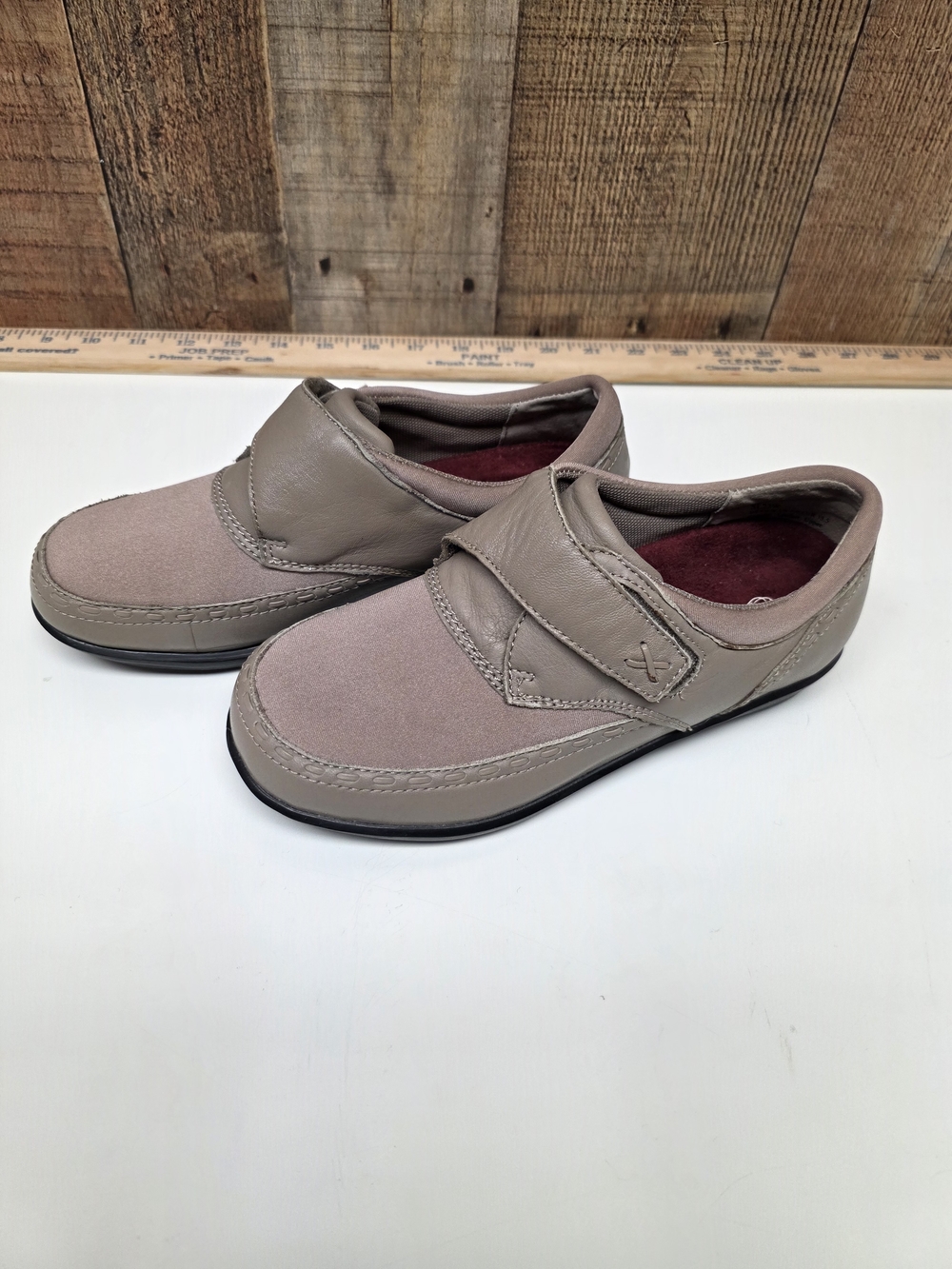 Aetrex Essence Women's Comfort Shoes SL23W Emma Taupe Monk Strap Size US 5 Wide